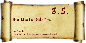 Berthold Sára névjegykártya